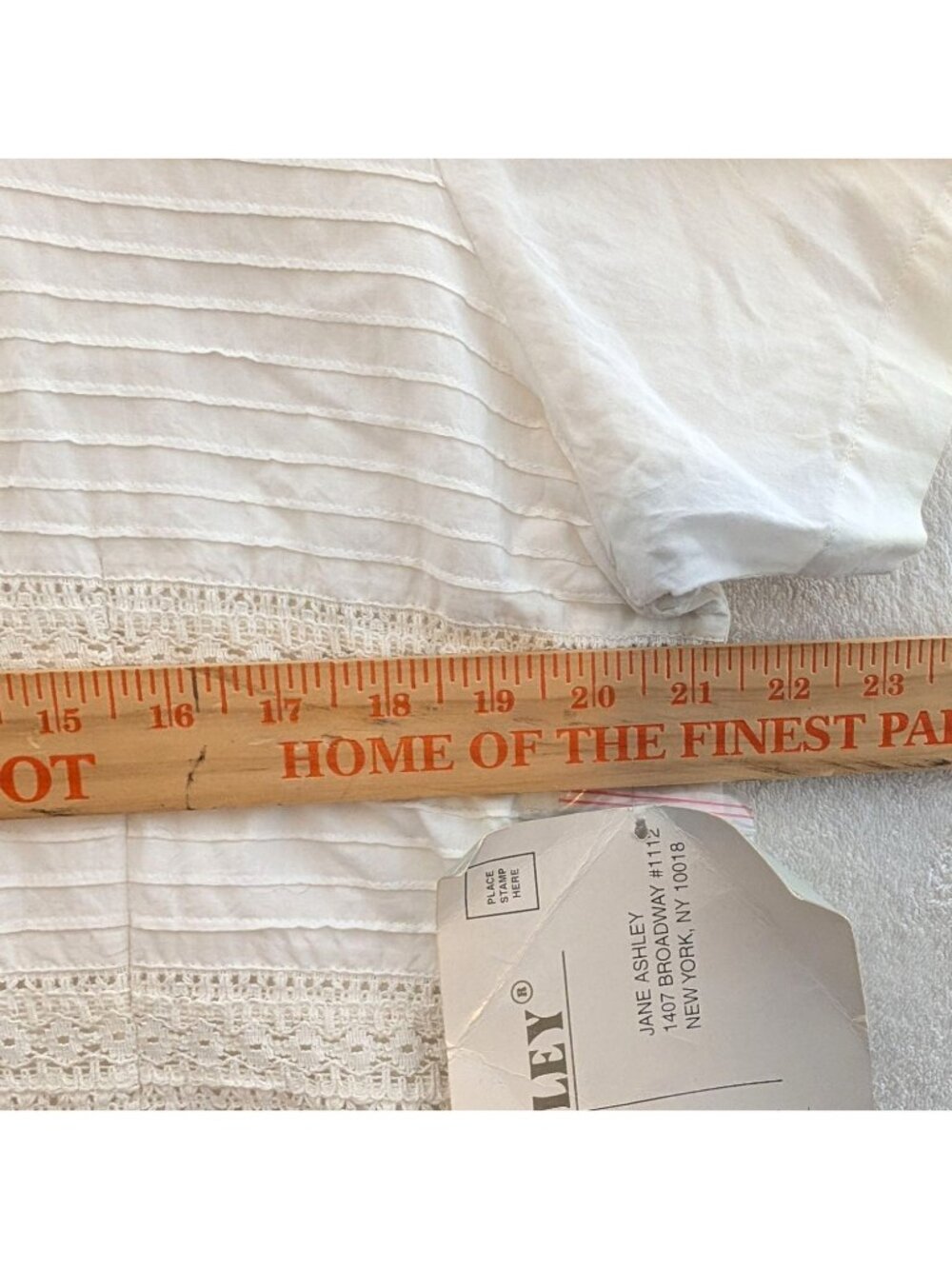 Jane Ashley White Cotton Short-Sleeve Button-Down Top With Lace Detailing Size L - Picture 6 of 9